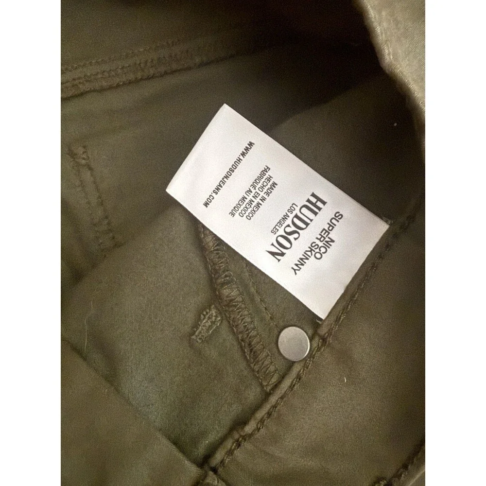 NEW NWT‎ HUDSON Nico Super Skinny Pant Olive Green Womens 27 Stretch Ankle $185